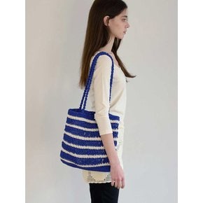 Moroccan Handmade Crochet Stripe Shoulder Bag _ Blue