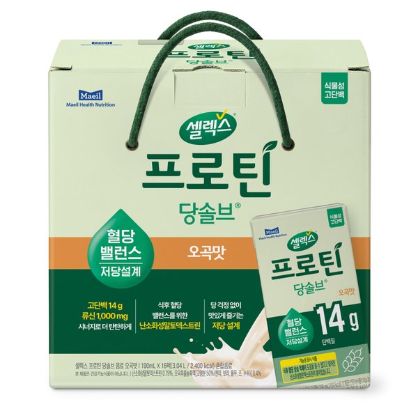 셀렉스 프로틴 당솔브 음료 오곡맛 190ml * 16입