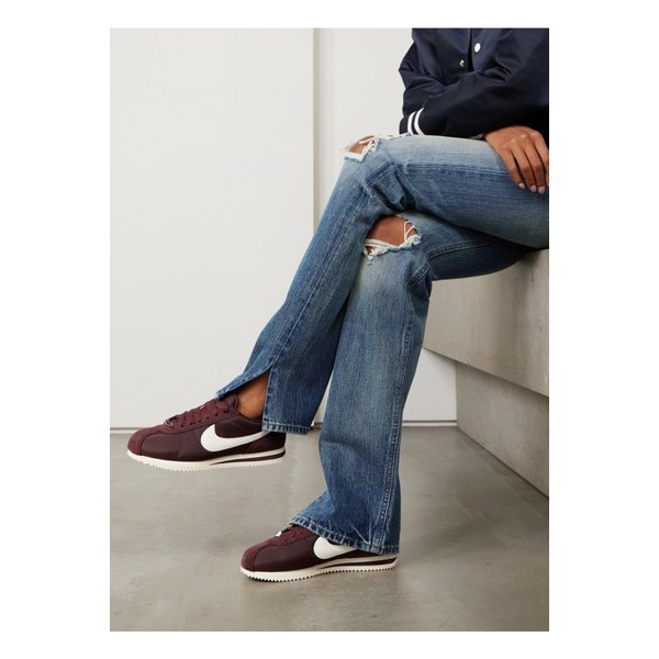 코르테즈 가죽 스웨이드 트리밍 캔버스 스니커즈 버건디 46376663162986473