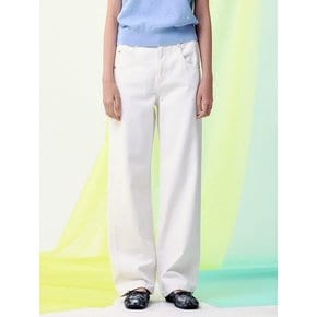 Panelled Straight Fit Denim Pants  Ivory (KE5121M520)
