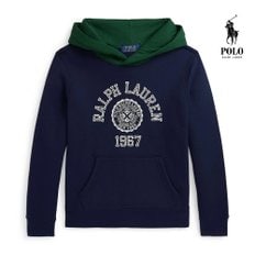 폴로 랄프로렌 보이즈 웨더 그래픽 컬러블럭 플리스 후드티 뉴포트 네이비