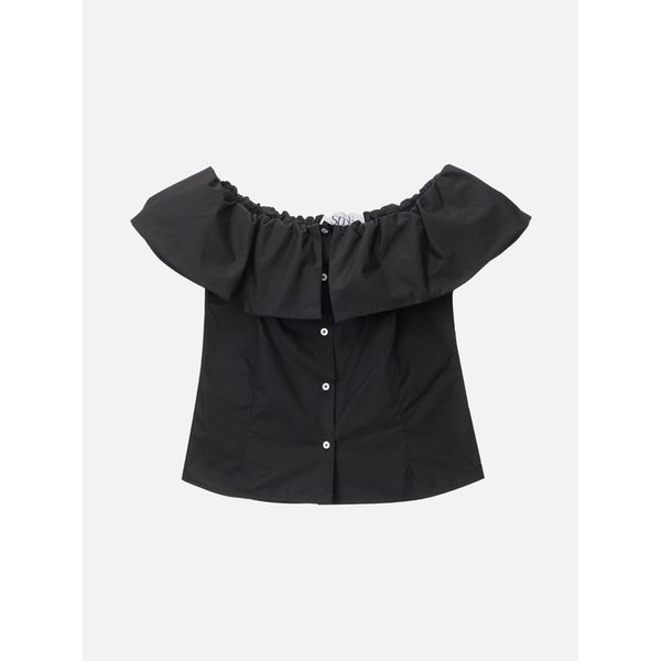 [SPNK] 오프숄더 코튼 블라우스_블랙