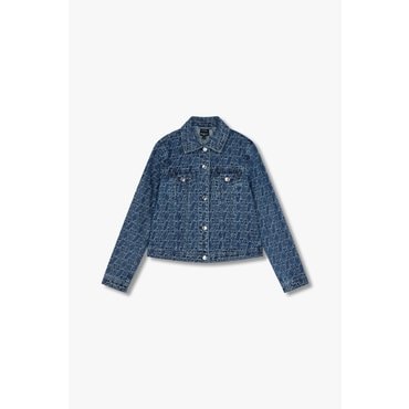 ARMANI EXCHANGE AX 여성 리피트 로고 패턴 데님 자켓- 블루(A425110515)