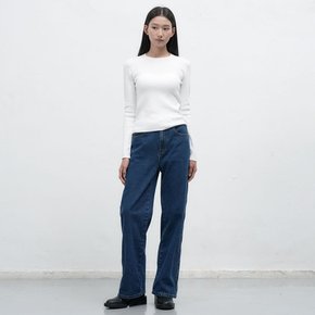 WOMAN 스캘럽 세미 와이드 데님 팬츠 [BLUE] / WBE4L11512