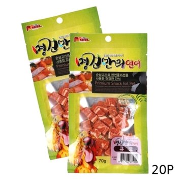  강아지 명견만리 연어 큐브 70g 20P 반려견 육포 간식 (WD37F8E)