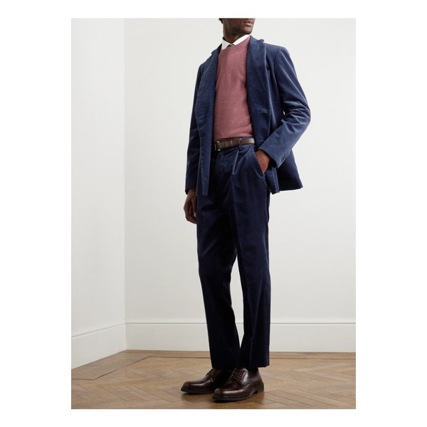 미스터 피 테이퍼드 플리츠 코튼 캐시미어 혼방 코듀로이 팬츠 블루 1647597318722026