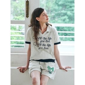 MET summer knit collar t-shirt oatmeal