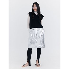 Raw-cut Tuck Skirt_Silver