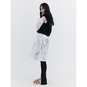 Raw-cut Tuck Skirt_Silver