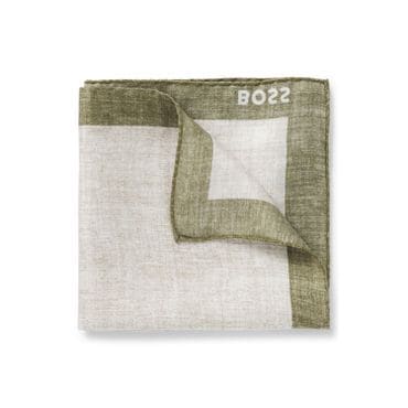 BOSS [SU25] 로고 보더 프린트 포켓 스퀘어 라이트 베이지(50540032275)
