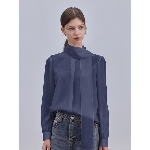 Tencel Scarf Blouse_Navy