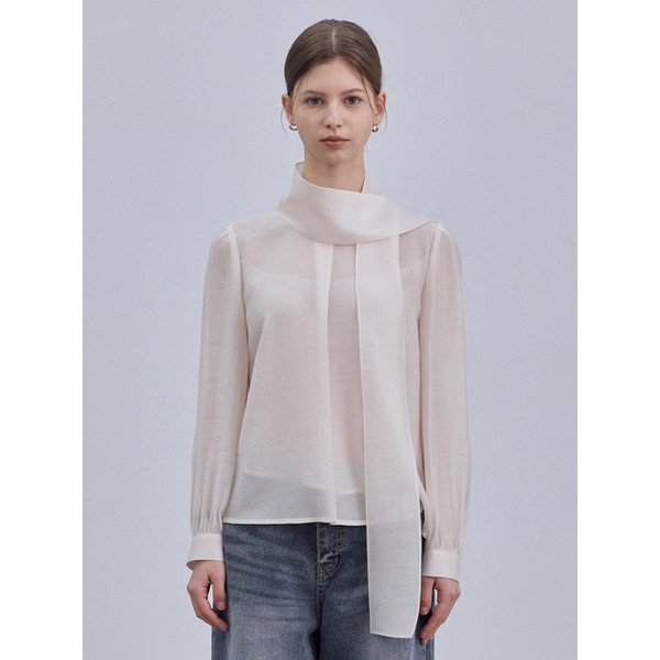 Tencel Scarf Blouse_Navy