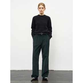 CORDUROY WIDE TWO TUCK SLACKS_GREEN