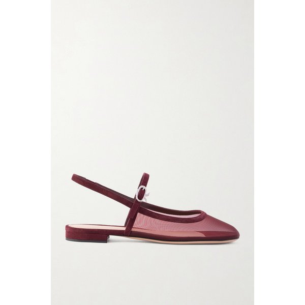 스웨이드 트림 메쉬 슬링백 플랫 46376663163053270