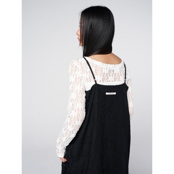 Sheer Lace Slip Dress Black