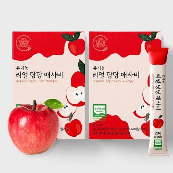 올타 유기농 리얼당당 애사비 2박스 (사과초모식초 20g x 15포 x 2박...