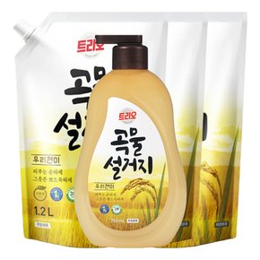 트리오 곡물설거지 우리현미 주방세제(용기750ml 1개+리필1.2L 3개)