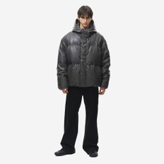 비건레더 후드 다운 점퍼 그레이 ZG6LT602GY