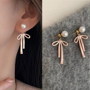 델라미 포인트 여성 진주 리본 귀걸이