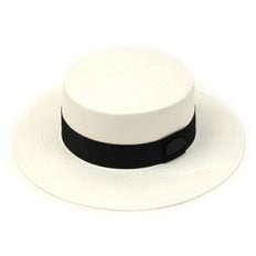 White Flat Long Panama Hat BK 파나마햇