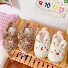 귀여운 토끼 곰 털실내화 뽀글이 겨울 실내 슬리퍼