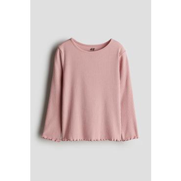 H&M 롱 슬리브 저지 탑 더스티 핑크 1212699006