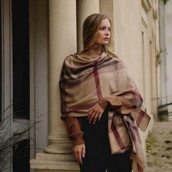 아쿠아스큐텀 25FW 울실크 빅체크 머플러 1종