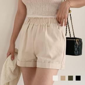 베이직 캐주얼 허리밴딩 카브라 반바지 팬츠 (S8706174)
