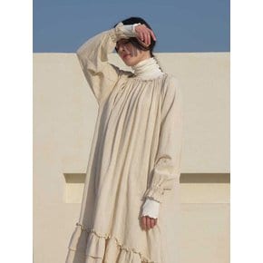 Ruffle Linen Long Unbalanced Dress