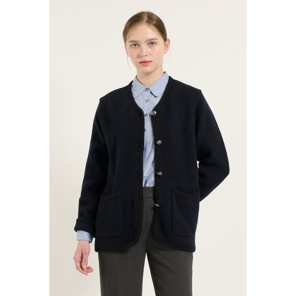 [여주점] 배색 트리밍 니트 가디건 B4DAK118