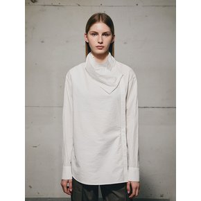 HIGH-NECK WRAPPED SHIRT (WHITE)