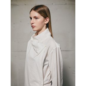 HIGH-NECK WRAPPED SHIRT (WHITE)