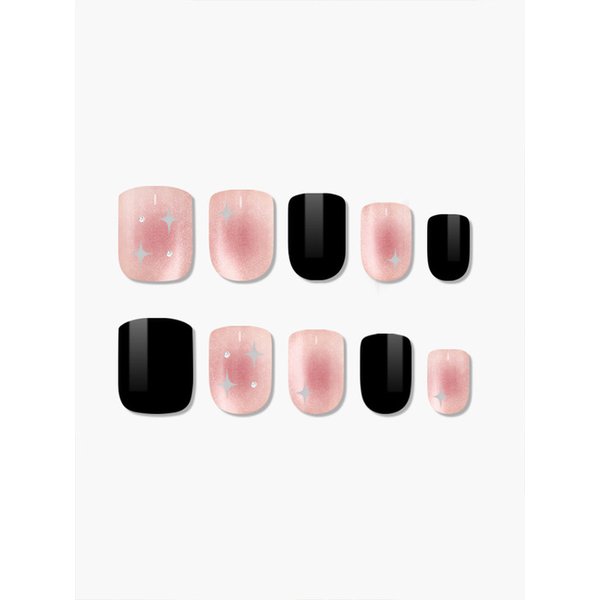 네일팁 글램 딥 모브 숏 셀프네일