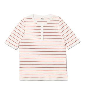 THE GENIE RIBBED T-SHIRT - CREAM/POPPY