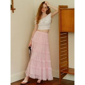 Cest_Sweet mesh layered cake skirt_PINK