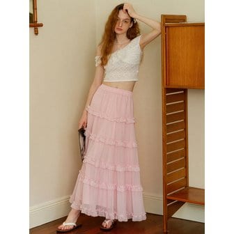 쎄무아듀 Cest_Sweet mesh layered cake skirt_PINK