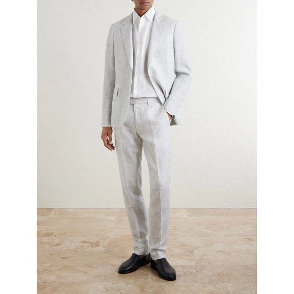 미스터 피 리넨 델라브 체크 슬림 수트 팬츠 46376663163004697