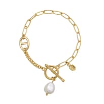 클랑코 펄 체인 콤비 팔찌 / Clanko Pearl Chain Combi Bracelet