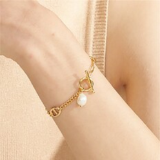 클랑코 펄 체인 콤비 팔찌 / Clanko Pearl Chain Combi Bracelet