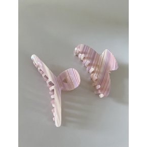 Pink stripe hair-clip (2type)