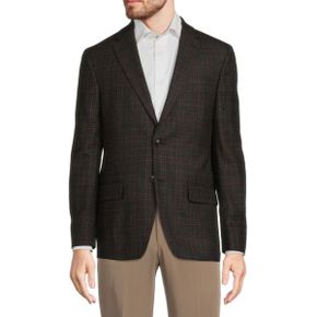 4123565 Tommy Hilfiger Plaid Wool Blend Sportcoat - DARK BROWN