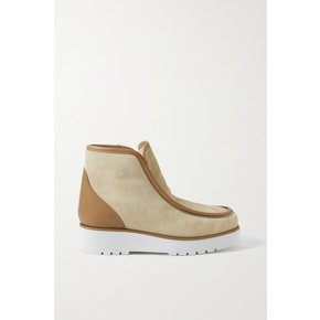 Tyga Leather-trimmed Suede Ankle Boots 베이지