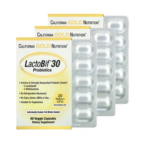 캘리포니아골드뉴트리션 CGN 유산균 300억 LactoBif Probiotics 30 Billion CFU 60캡슐 3개