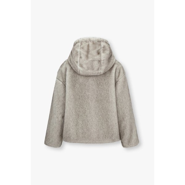 여성 페이크 퍼 스트링 헴 후드 자켓 4625311509000