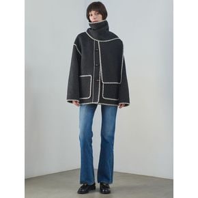 BRAID LINE MUFFLER COAT_CHARCOAL