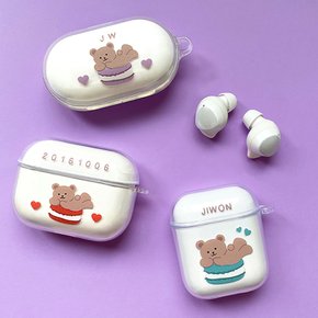 각인 마카곰 케이스 커스텀케이스 에어팟 버즈 무선이어폰 투명 귀여운 선물