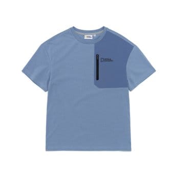 내셔널지오그래픽키즈 K222UTS340 우븐 포켓 배색 반팔티셔츠 GREYISH BLUE