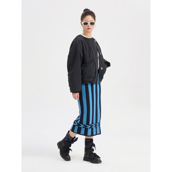 Round Neck Ribbon Embroidery Padding Jumper (black) LFUCS26100BKX