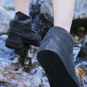 밀착 라텍스 신발 방수커버 블랙 레인슈즈