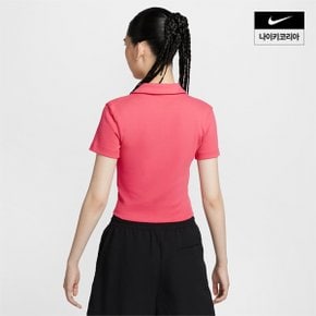 우먼스 나이키 스포츠웨어 에센셜 반팔 폴로 탑 NIKE DV7885-629